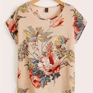 Batwing Sleeve Floral Print Top